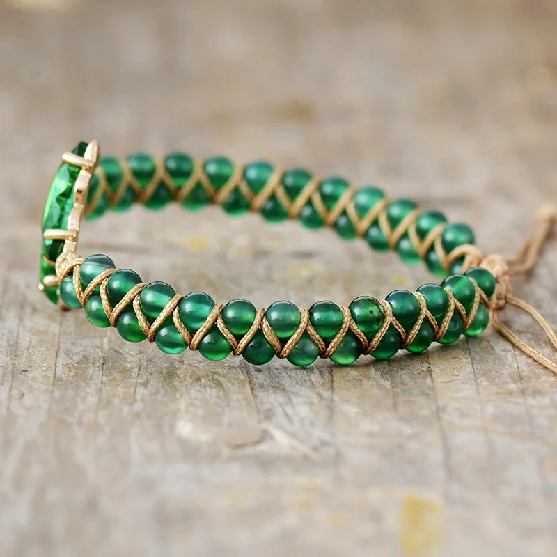 Green Agate Crystal Butterfly Bracelet