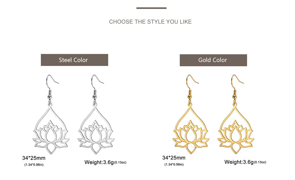 Lotus Drop Earrings - Spiritual Balance Energy