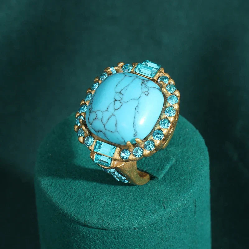Vintage Art Deco Turquoise Gold Ring