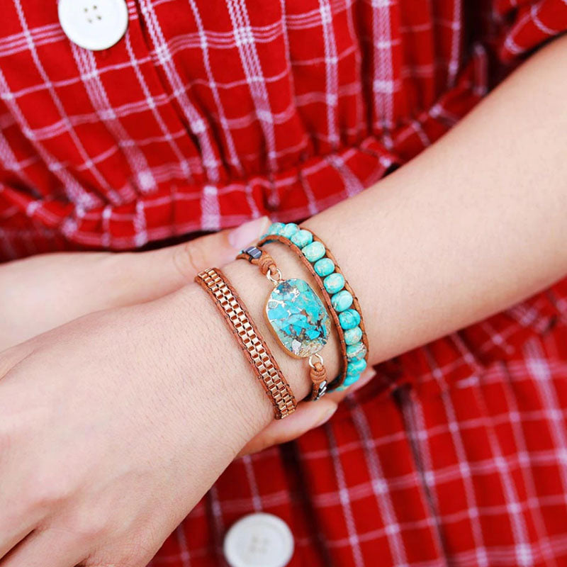 Vintage Gold Line Turquoise Statement Bracelet