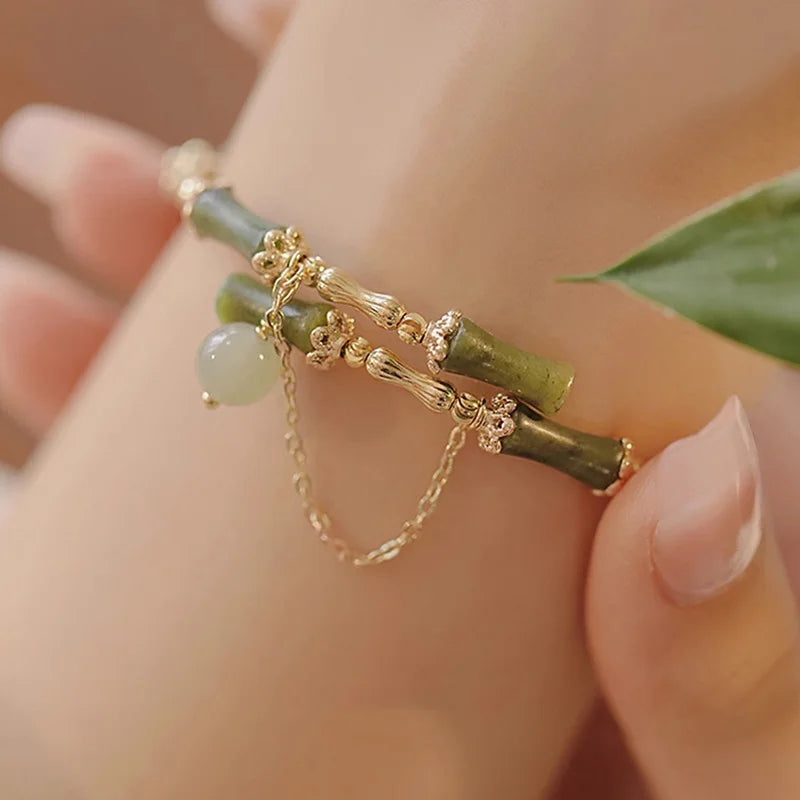 Green Bamboo Serenity Bracelet – Symbol of Calm & Growth