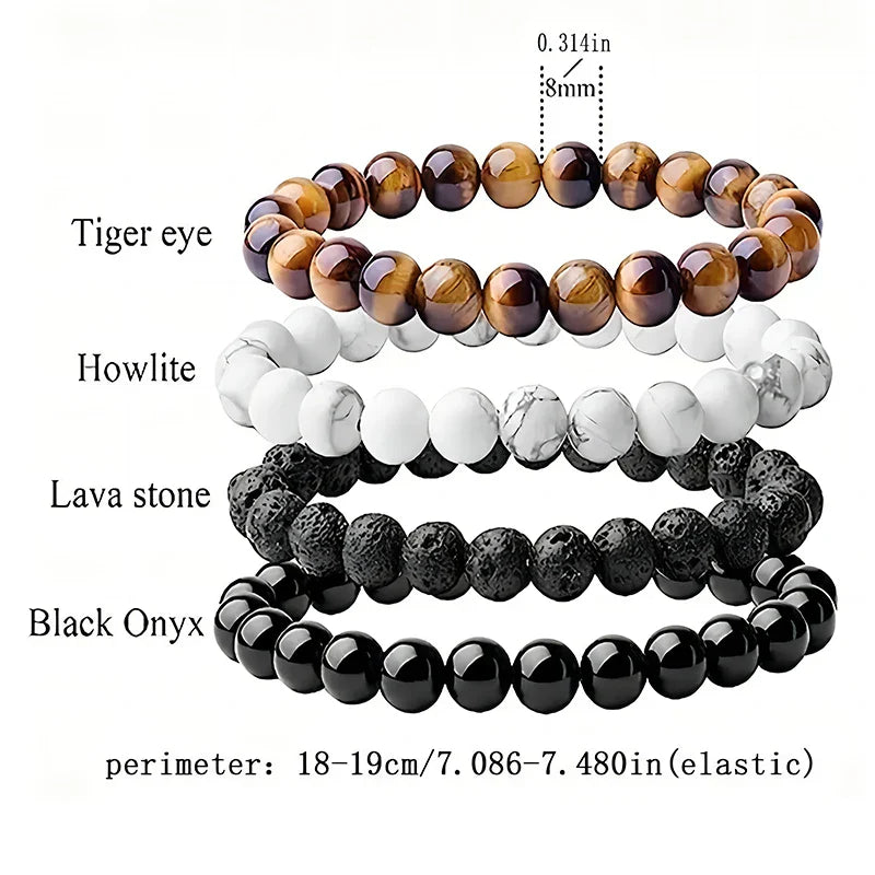 Handcrafted Natural Crystal and Wooden Bead Bracelet for Men and Women
