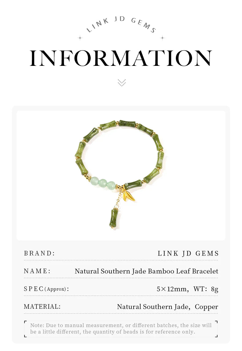JD Southern Jade Bamboo Leaf Pendant Bracelet Limited