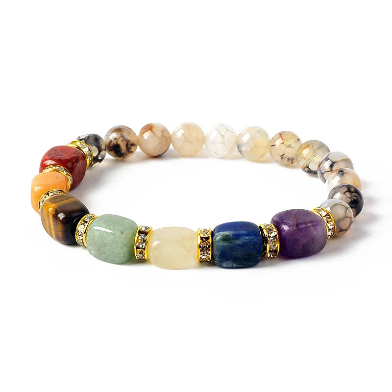 Natural Stone 7 Chakra Tiger Eye Hematite Bracelet