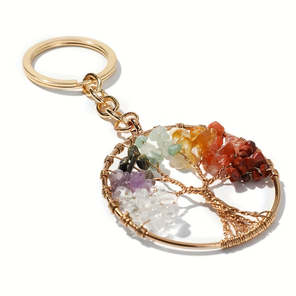 Tree Of Life Gemstone Keychain Protection For Her