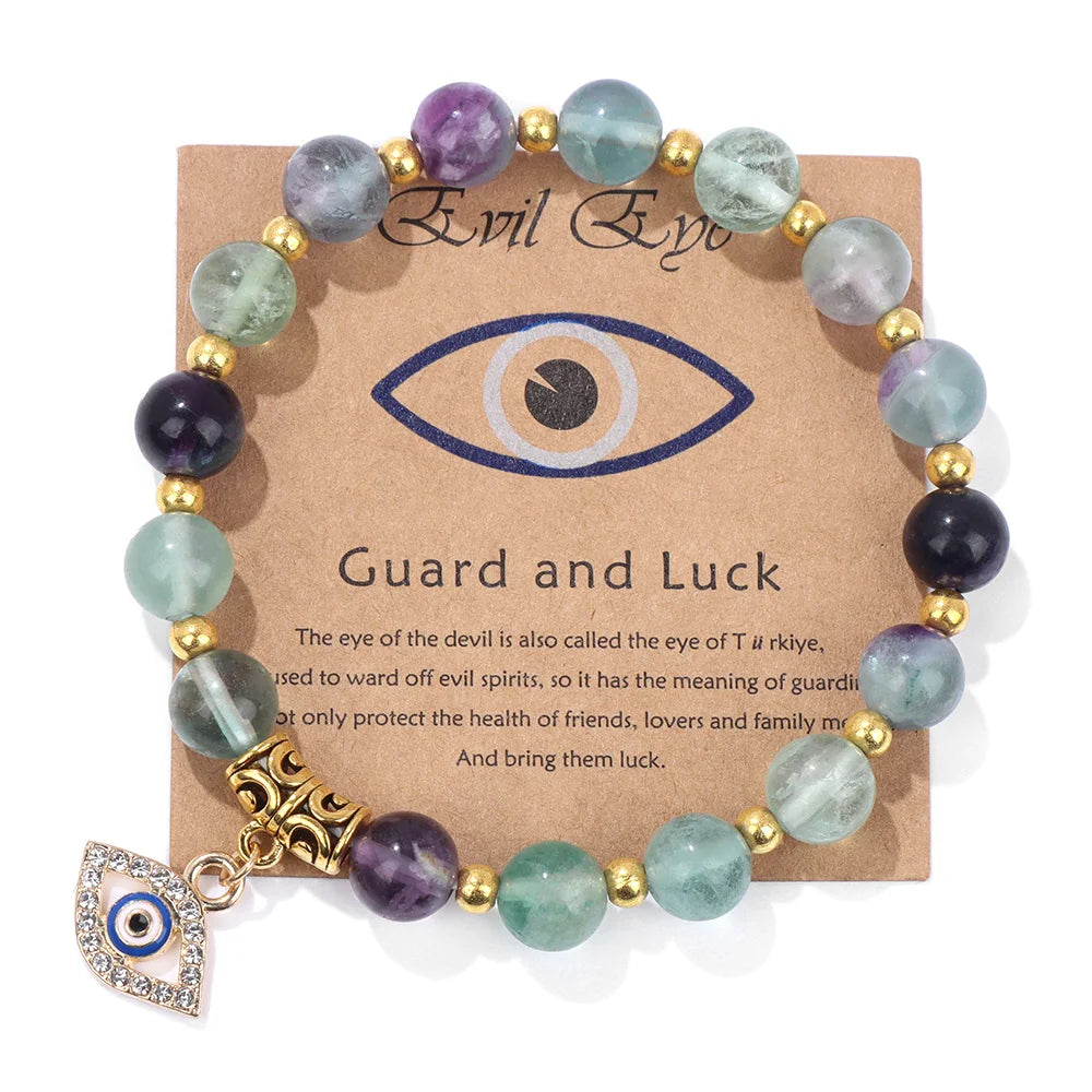 Natural Evil Eye Beads Bracelet Protection Gift For Women