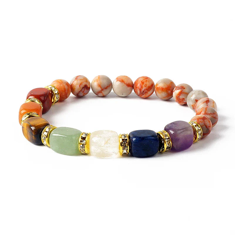 Natural Stone 7 Chakra Tiger Eye Hematite Bracelet