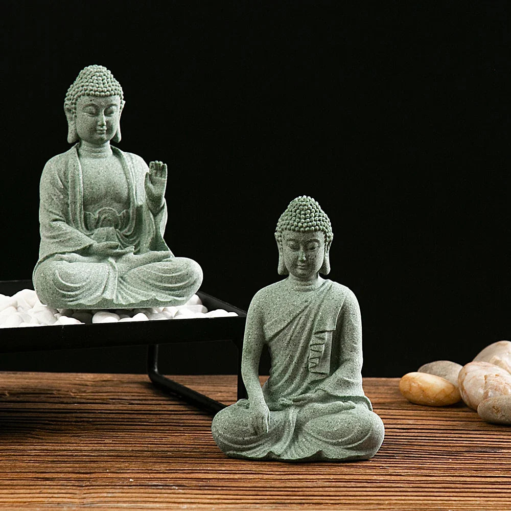 Small Buddha Statue Mini Fish Tank Zen Decor Desk Topper