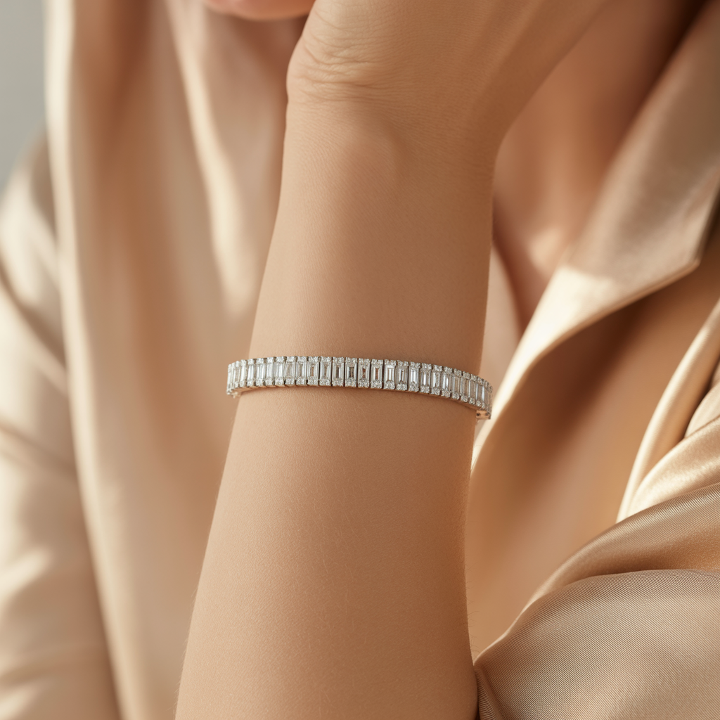Bold Lines, Brilliant Light Baguette Cut Tennis Bracelet