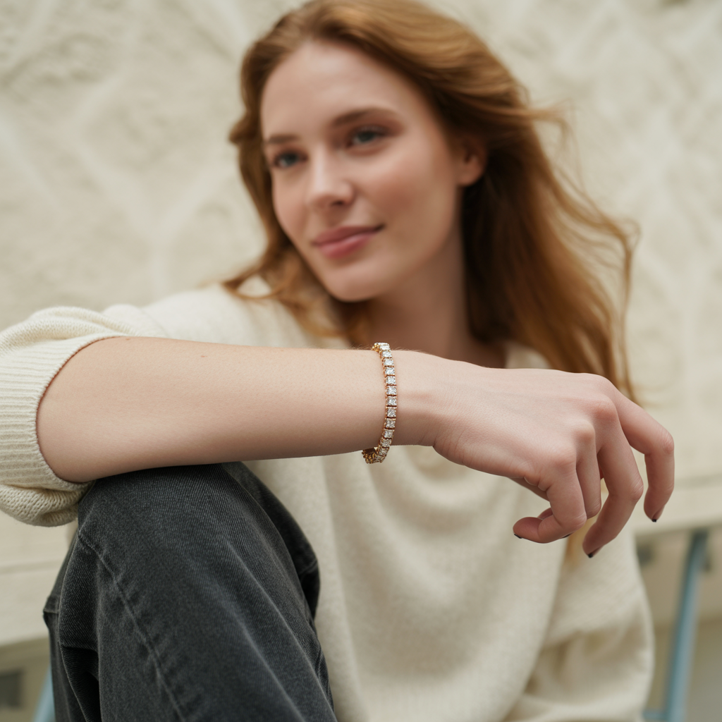 Modern Brilliance, Timeless Luxury Princess Cut Tennis Bracelet