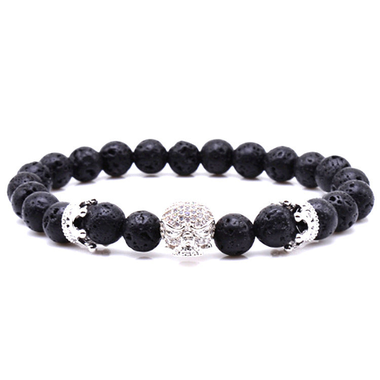 Volcanic Rock Beaded Crown Zircon Bracelet Exclusive