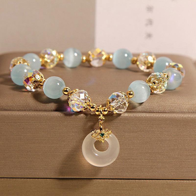 Women Blue Opal Bracelet Luxury Gift Japanese Style