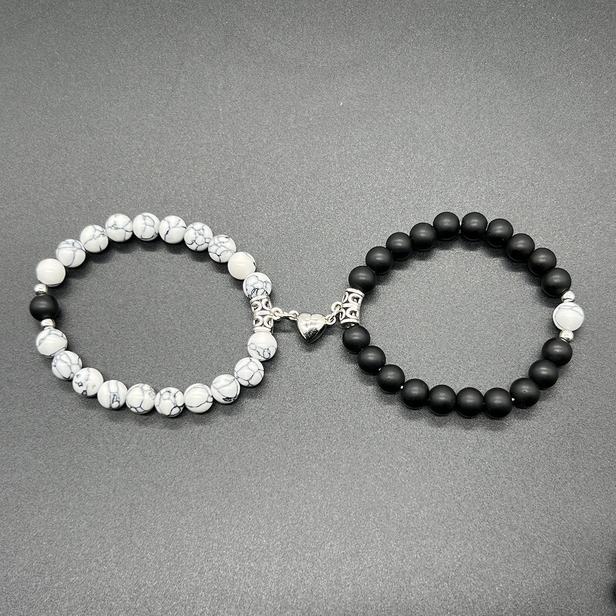 White Turquoise Limited Handcrafted Heart Couple Bracelet