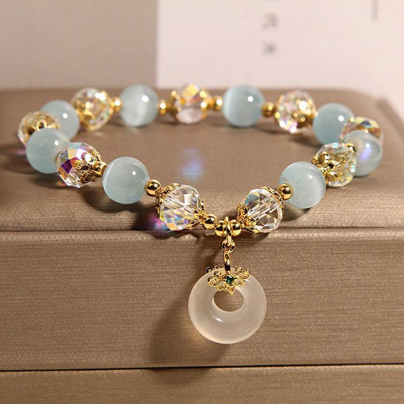 Women Blue Opal Bracelet Luxury Gift Japanese Style