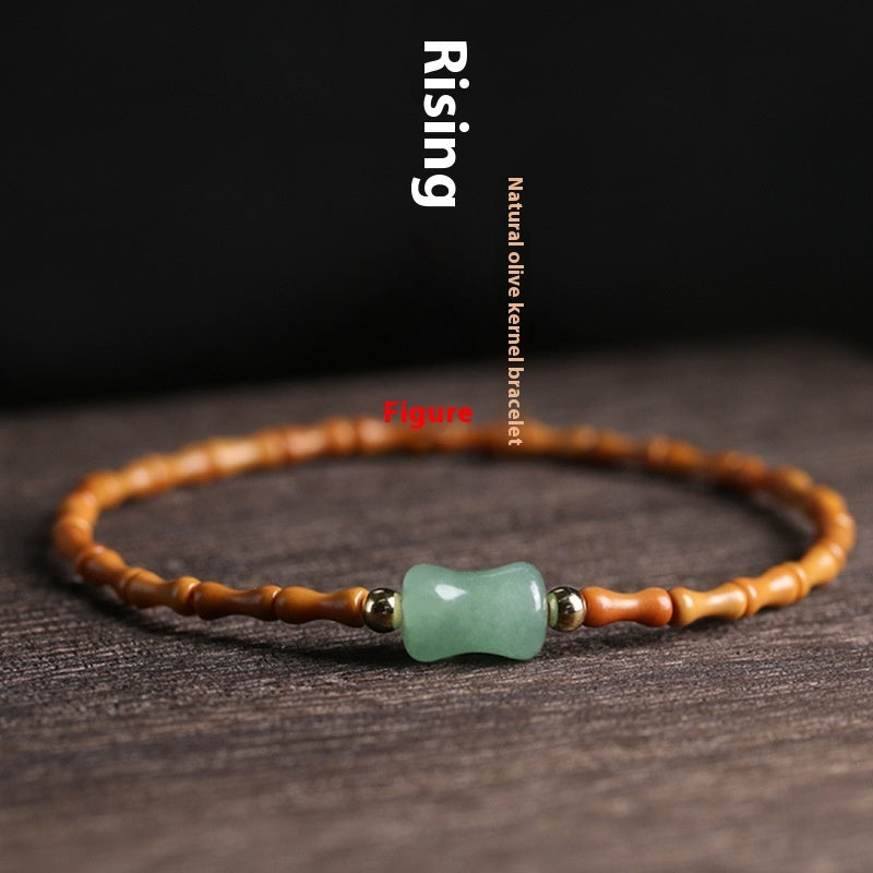 Unisex Chinese Style Very Fine Olive Nut Bamboo Bracelet