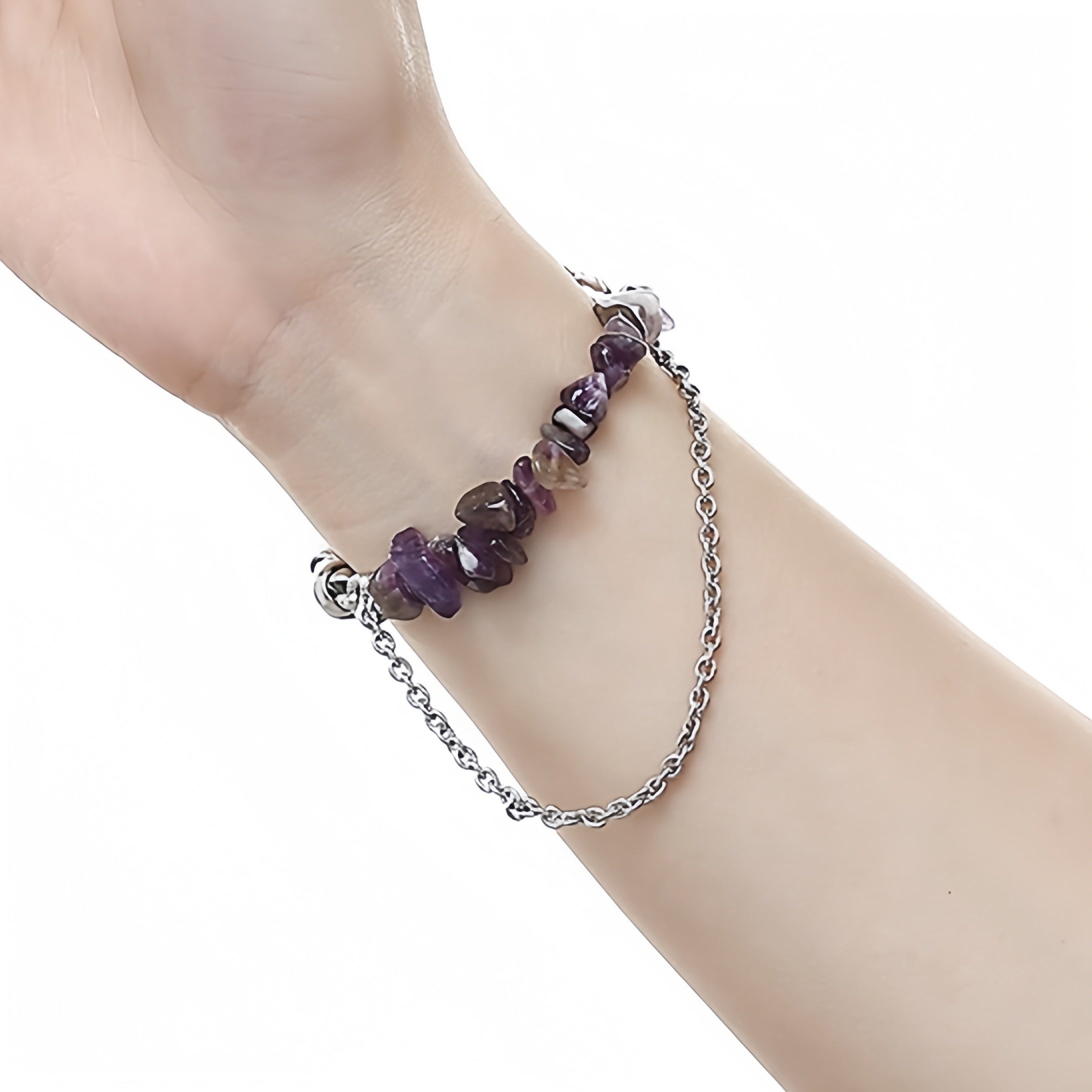 Purple Natural Stone Geometric Stitch Bracelet Lux