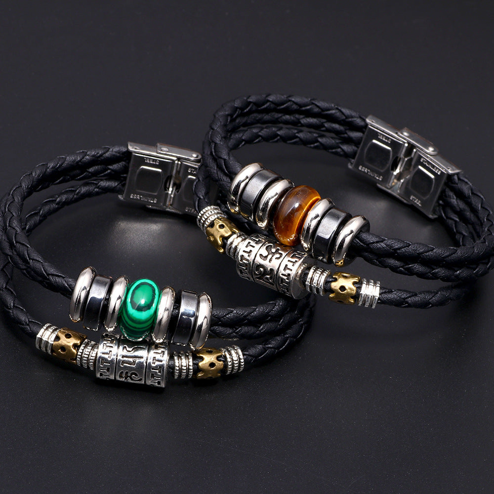 Tiger Eye Malachite Bracelet For Men