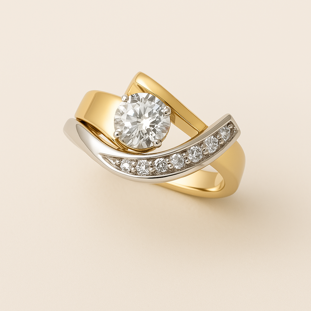 Vintage Irregular Gold Zirconia Ring