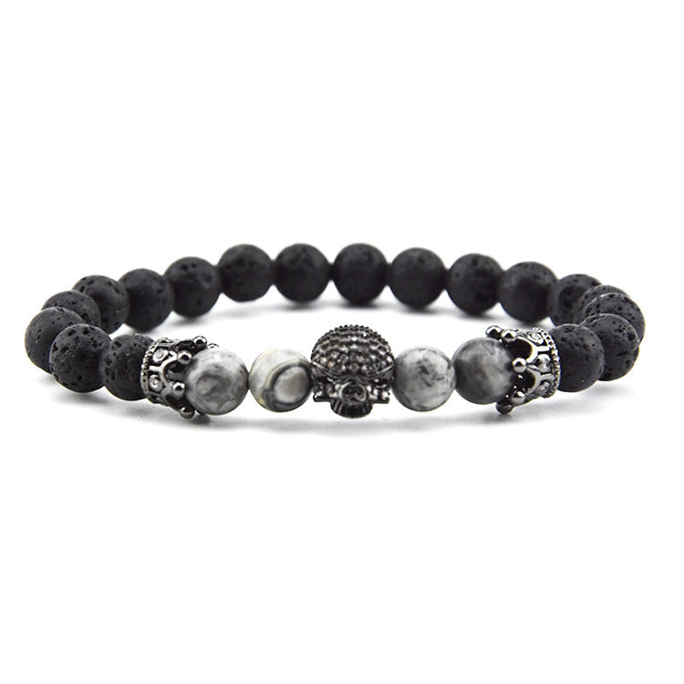 Volcanic Rock Beaded Crown Zircon Bracelet Exclusive