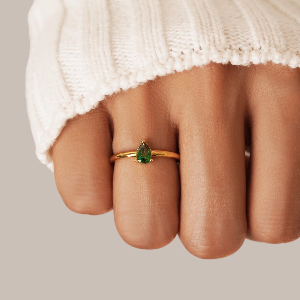 Birthstone Teardrop Ring