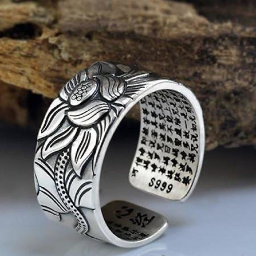 Buddhist Silver Lotus Flower Ring™