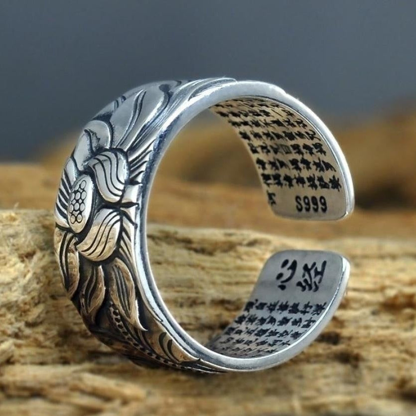 Buddhist Silver Lotus Flower Ring™