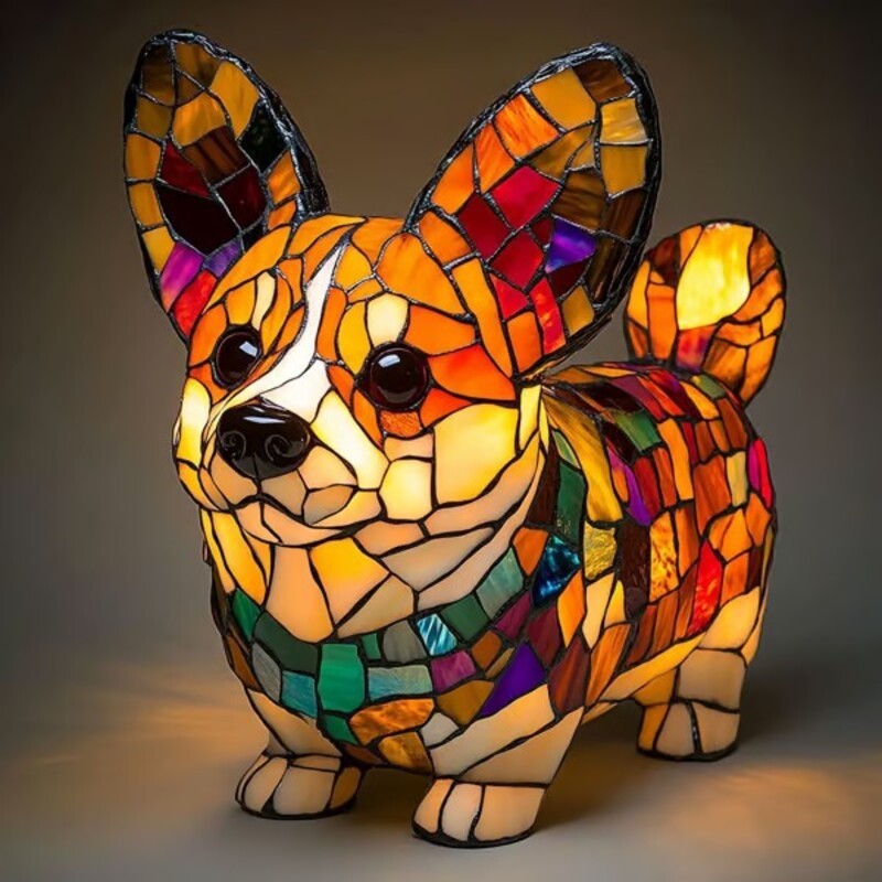 Colorful Dog Lamp Resin Decor By Tinkers - Positive Energy