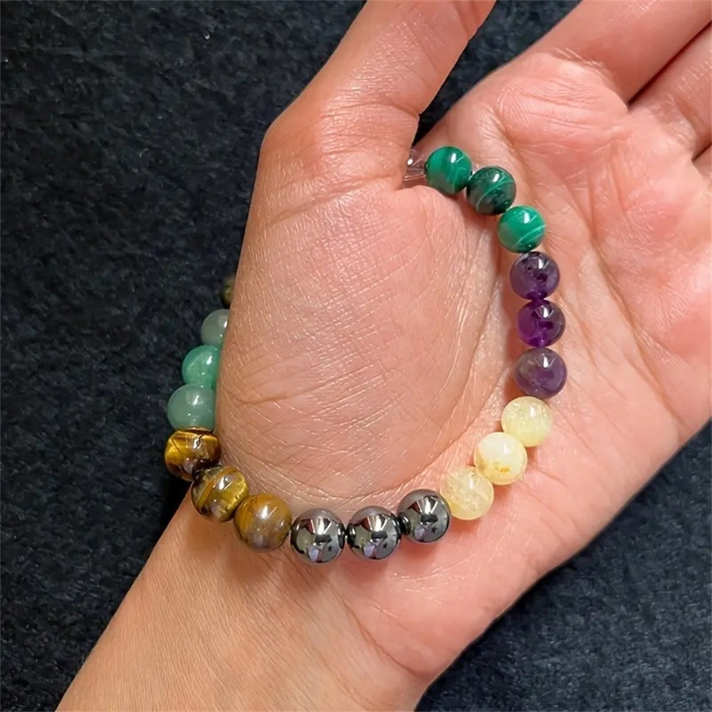 Dongling Amethyst Green Stone Beaded Unisex Bracelet Elite