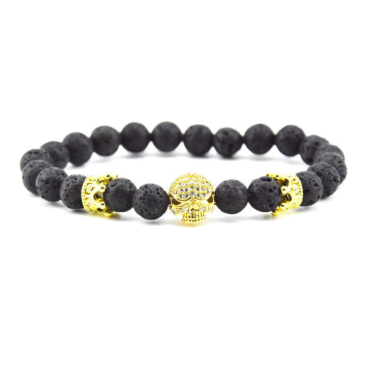 Volcanic Rock Beaded Crown Zircon Bracelet Exclusive