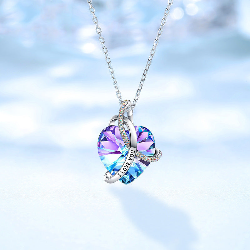 European And American Fashion Love Crystal Heart Necklace