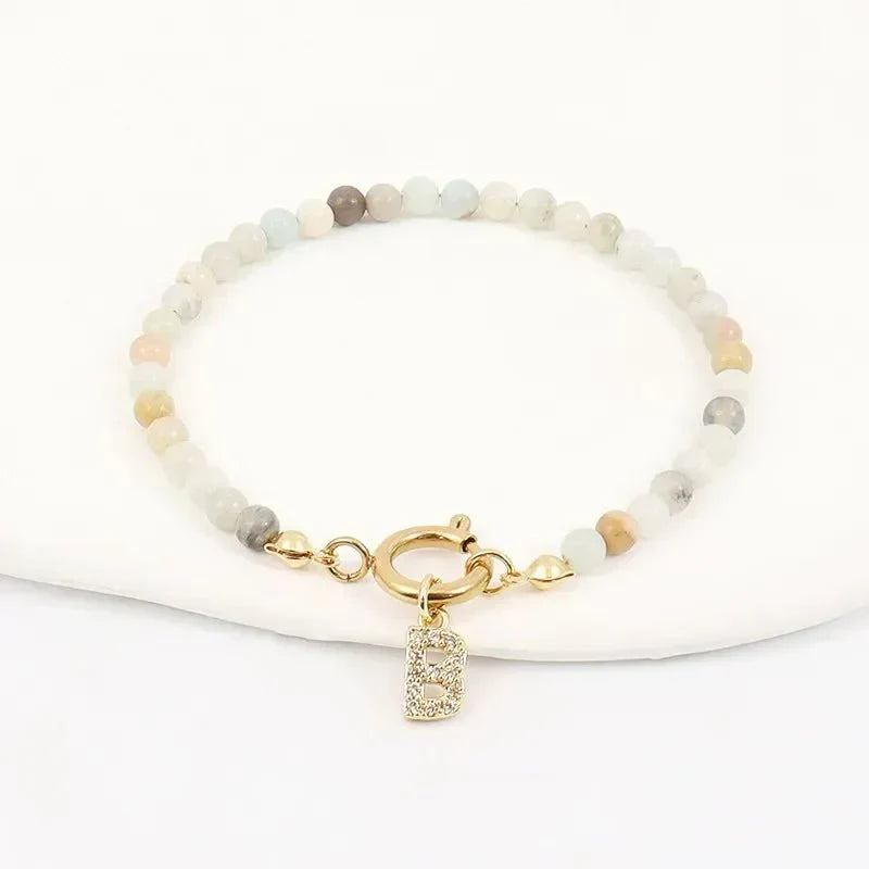 Dainty Beaded Initial Bracelet