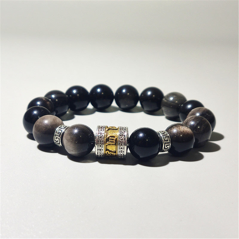 Silver Obsidian Bracelet For Protection Unisex