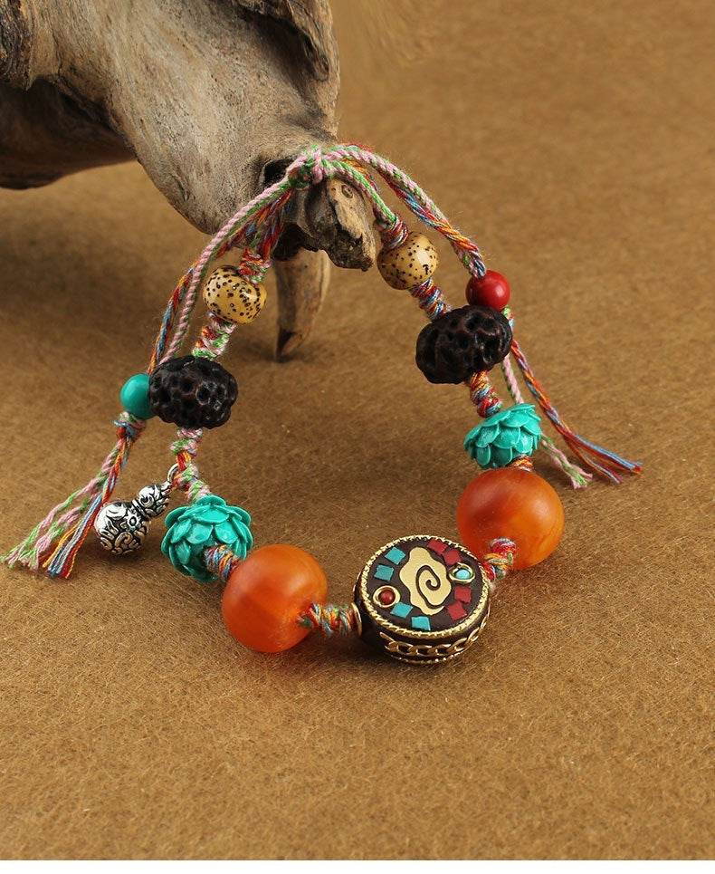 Natural Agate Tibet Beads Colored Beaded Bracelet For Women