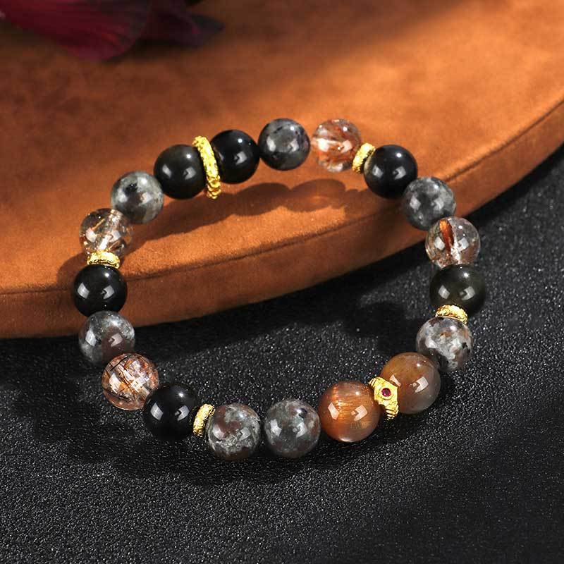 Black Sunstone Flame Stone Wukong Bracelet Unisex Couple