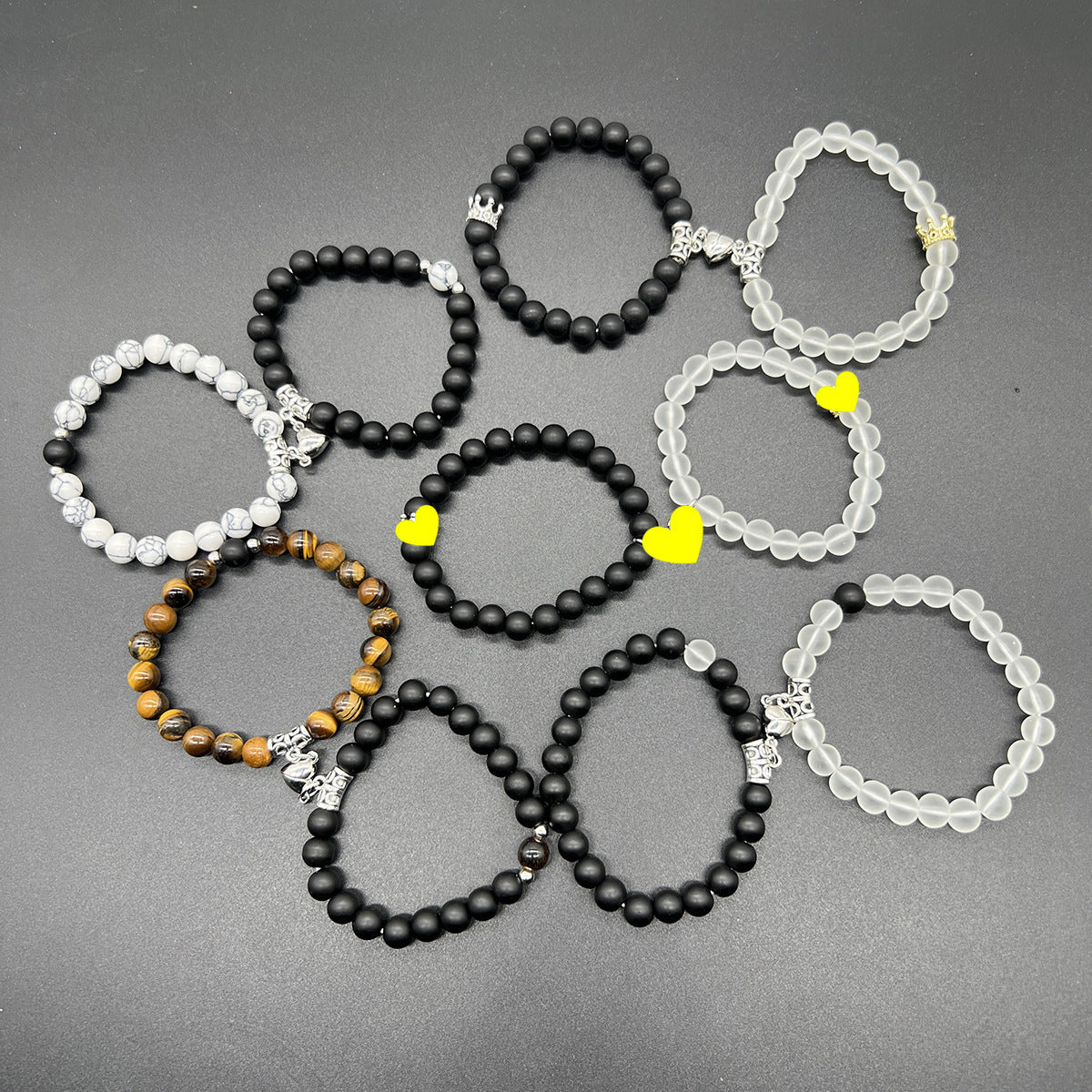 White Turquoise Limited Handcrafted Heart Couple Bracelet