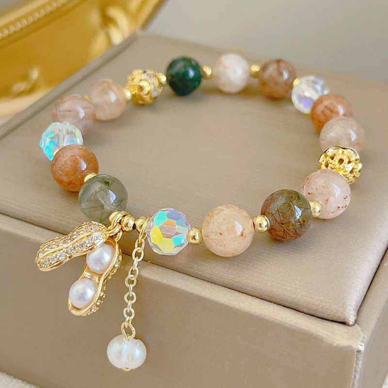 Citrine Sunstone Beaded Bracelet For Women Peanut Beads