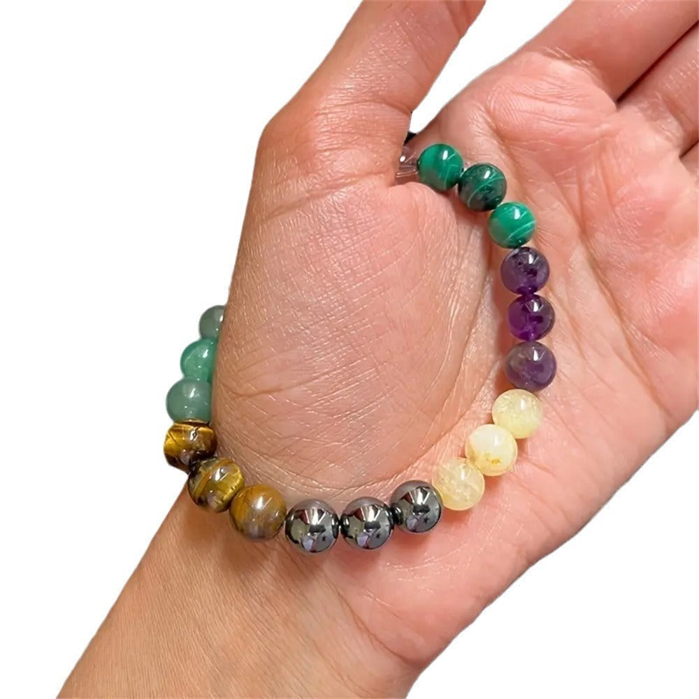 Dongling Amethyst Green Stone Beaded Unisex Bracelet Elite