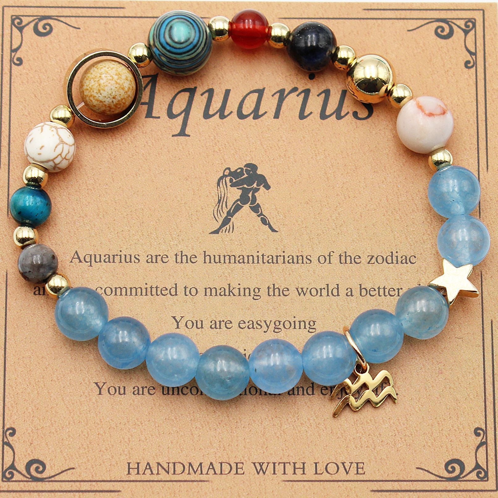 Twelve Constellations Natural Stone Bracelet Zodiac Edition