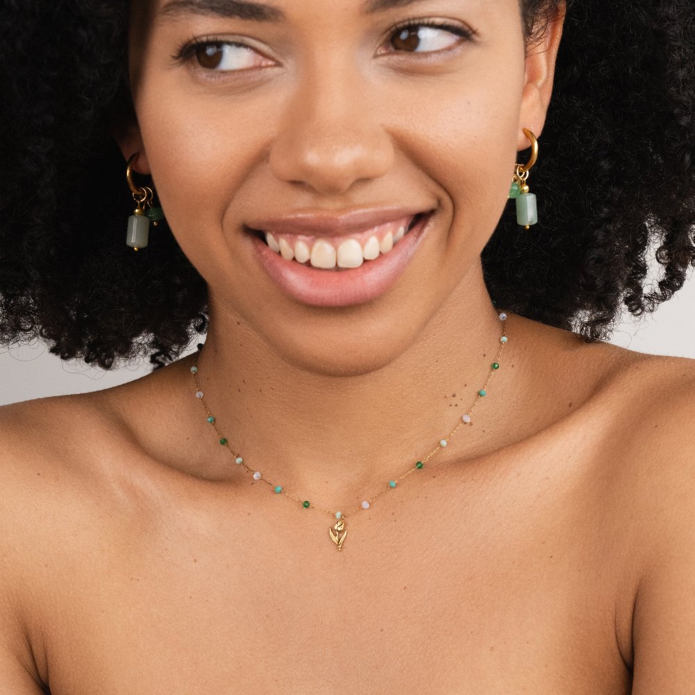 Golden Tulip Bead Necklace