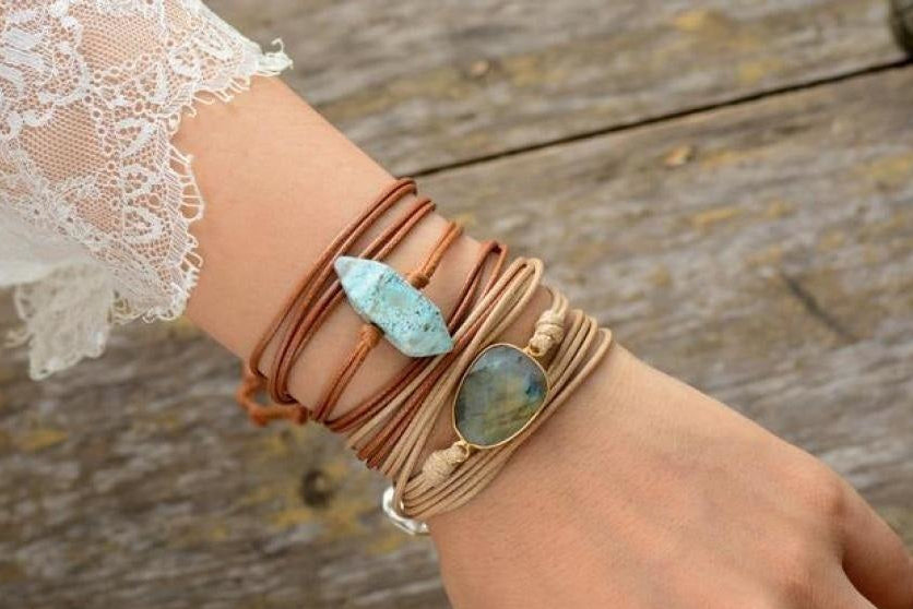 Handmade Natural Labradorite Gemstone Wrap Bracelet™