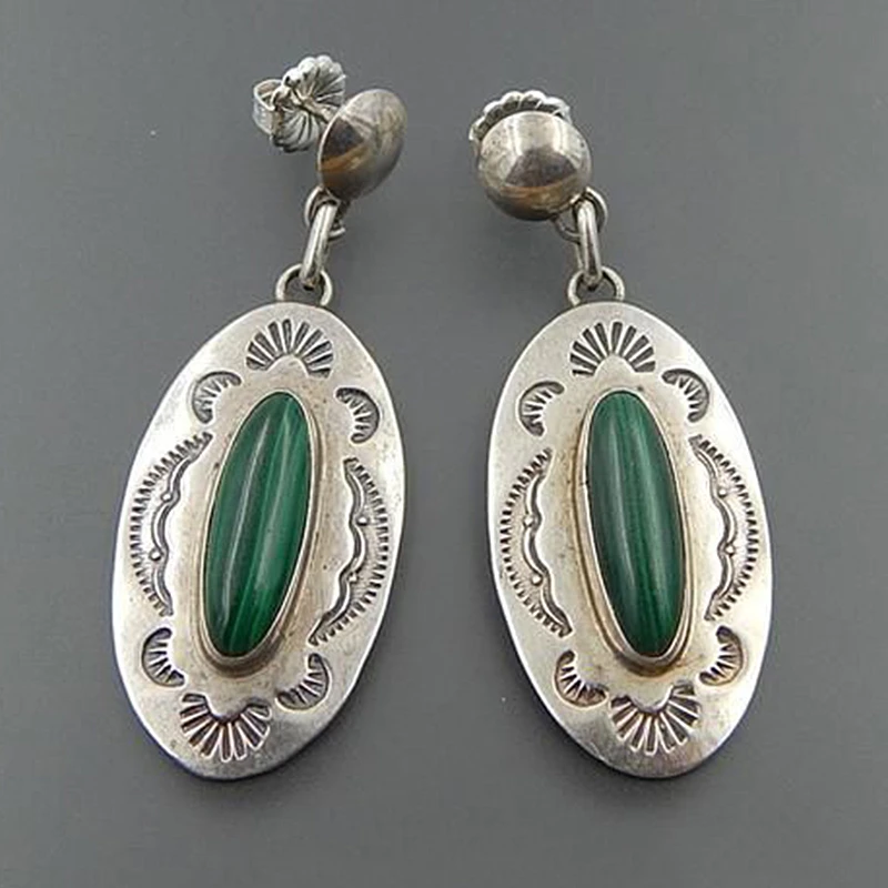 Vintage Silver  with Green Stone