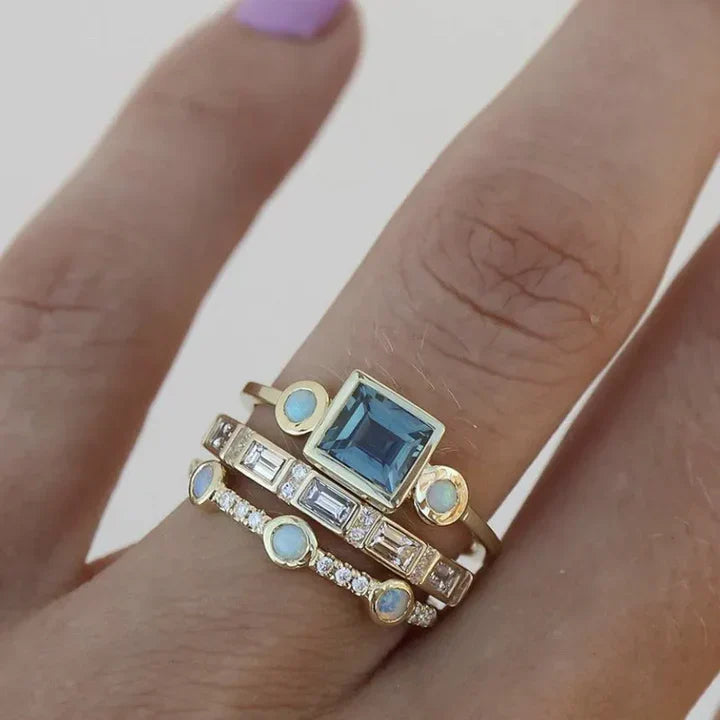Exclusive Vintage Blue Ring Set