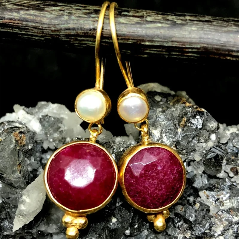 Vintage Red Stone & Pearl