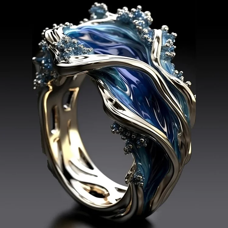 Vintage Ocean Wavy Ring