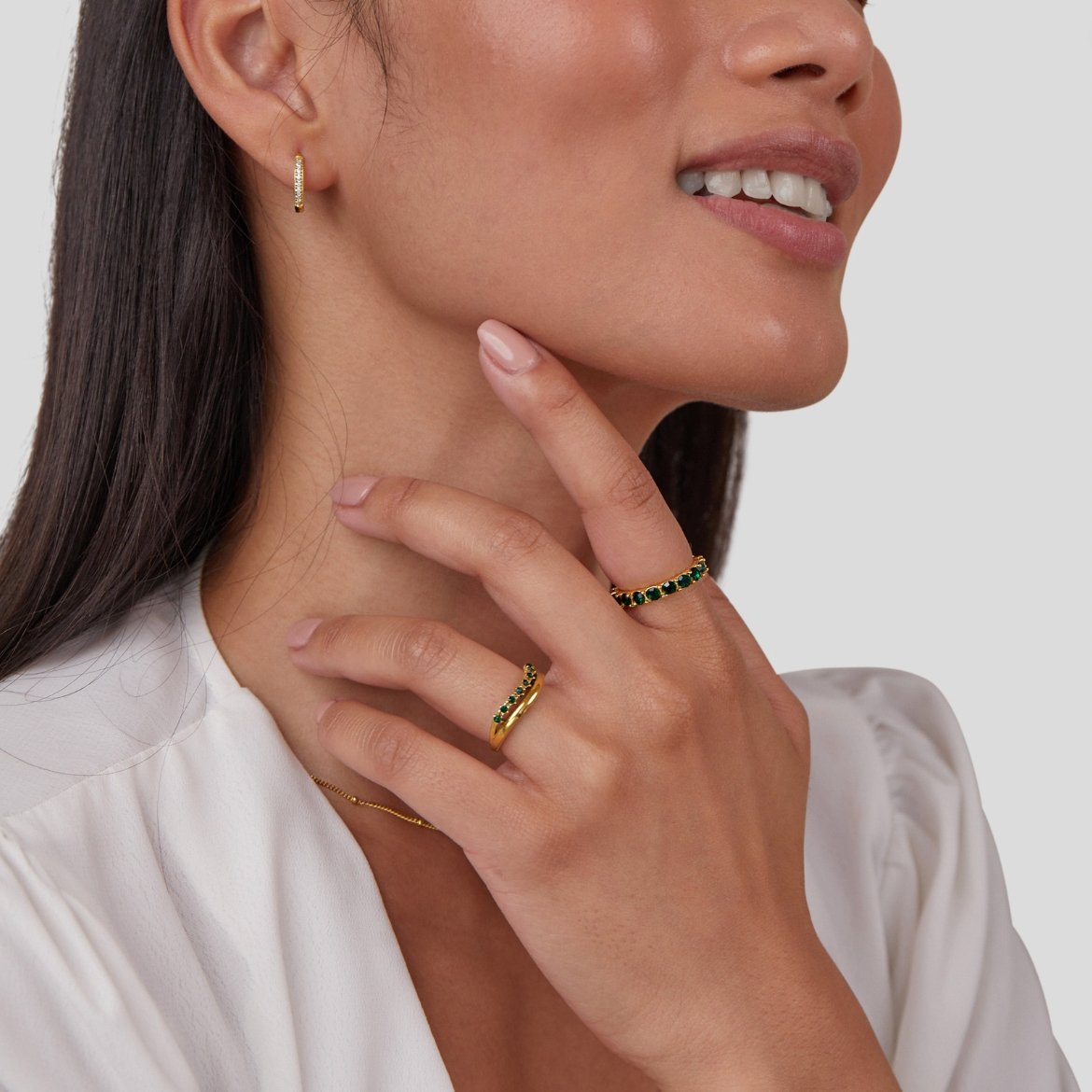 Full Stones Emerald Green Layered Ring