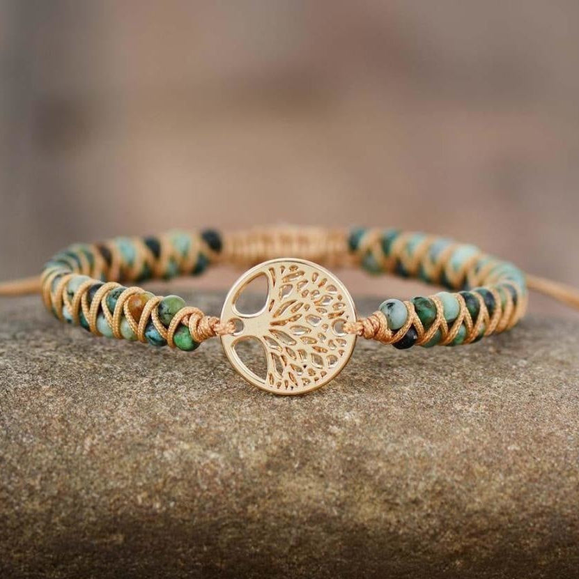 Natural African Turquoise & Tree of Life Bracelet™