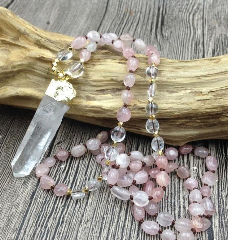 Natural Clear Quartz & Rose Quartz Gemstone Necklace™