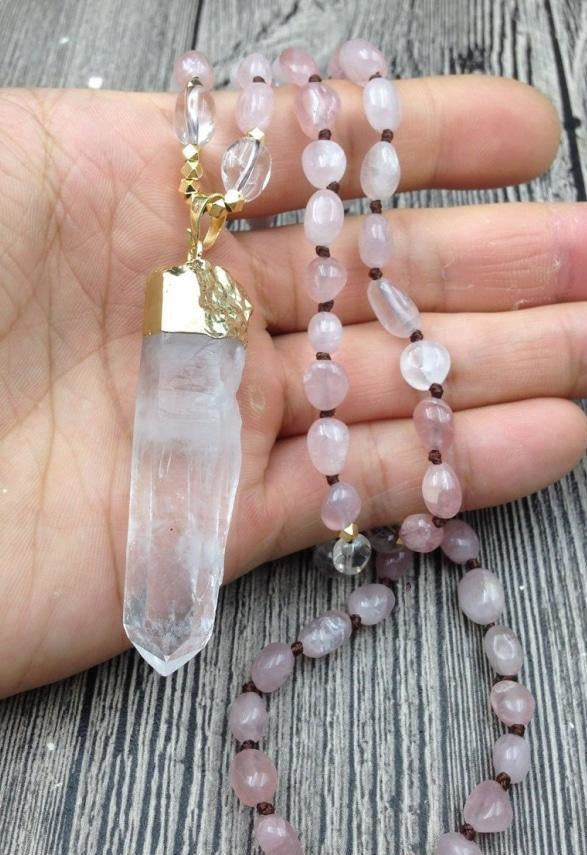Natural Clear Quartz & Rose Quartz Gemstone Necklace™