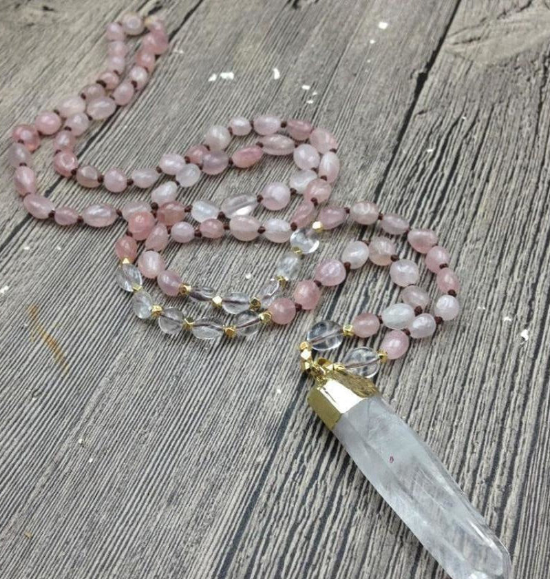 Natural Clear Quartz & Rose Quartz Gemstone Necklace™