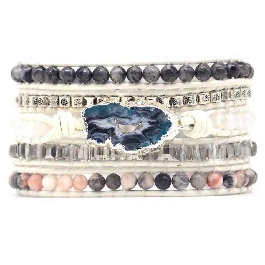 Natural Labradorite, White Jade & Druzy Wrap Bracelet™
